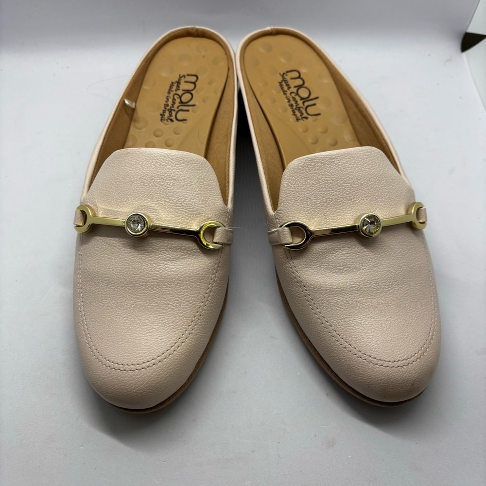 MALU blush pink mule slide on with gold & bling accent-woman’s 7